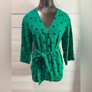 💚 ZARA Green Polka Dot Tunic – Size M